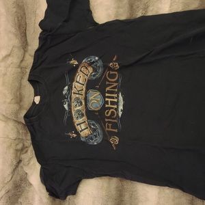 "hooked on fishing" t shirt